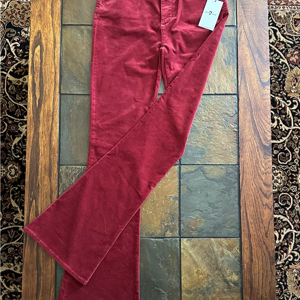 7 For All Mankind Red Flare Jeans - Picture 5 of 10